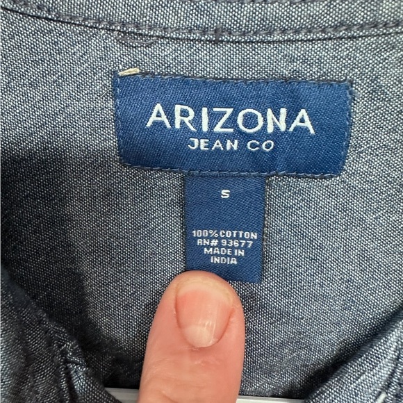 Arizona Jean Company Harley Davidson Patch Blue Button Down Shirt Short Sleeves - Picture 3 of 3